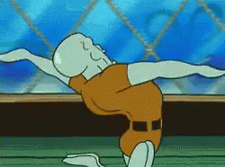 squidward from spongebob squarepants is doing yoga