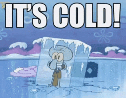 Squidward From Spongebob Squarepants Is Frozen In Ice And Says It 'S Cold ! GIF