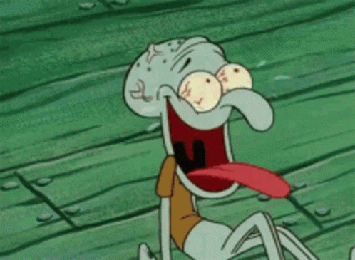 Squidward From Spongebob Squarepants Is Laughing With His Tongue Sticking Out GIF
