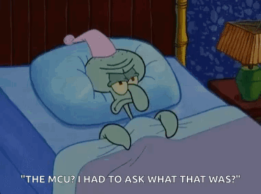 Squidward From Spongebob Squarepants Is Laying In Bed Wearing A Sleep Cap And Asking What That Was . GIF