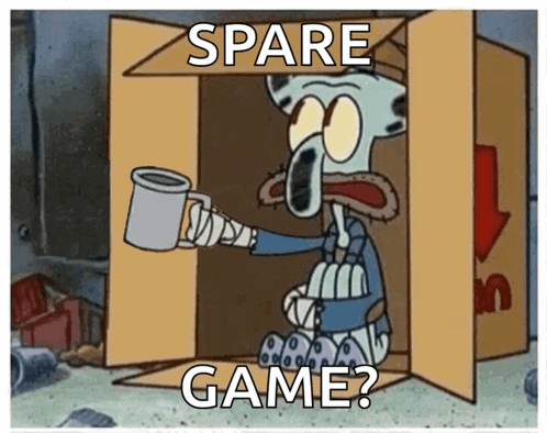 Squidward From Spongebob Squarepants Is Sitting In A Cardboard Box Holding A Cup Of Coffee GIF