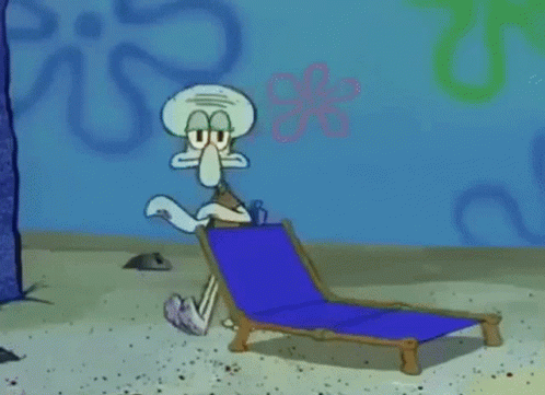 Squidward With Blue Box In Front Of Door GIF