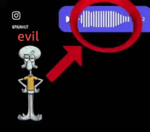 Squidward From Spongebob Squarepants Is Standing Next To A Red Arrow Pointing To Evil GIF