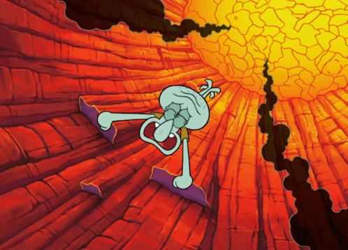 Squidward from Spongebob Squarepants Laying on His Back