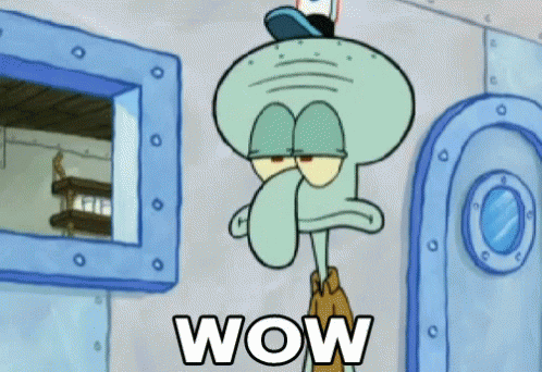 Squidward From Spongebob Squarepants Says Wow In Front Of A Window GIF