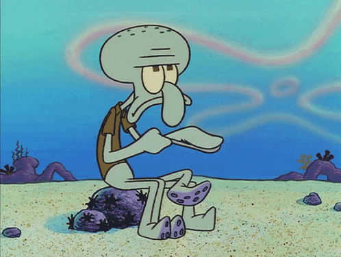 Squidward From SpongeBob SquarePants Sitting on Rock