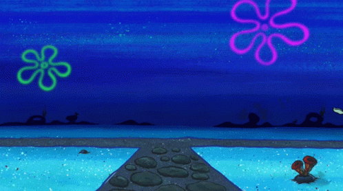 Squidward Standing On Rocky Path GIF