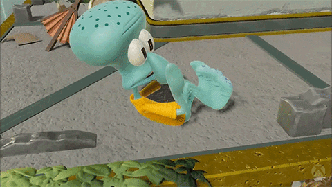 Squidward Future Exaggerated Sit Up Exercise GIF