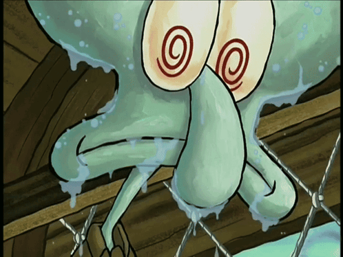 Squidward Hanging From Fence GIF