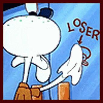 Squidward Holding Paper Saying Loser GIF
