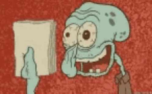 Squidward Holding Paper