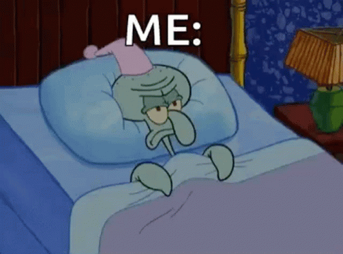 Squidward in Bed Wearing Pink Hat