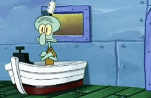 Squidward in Boat With Toothbrush