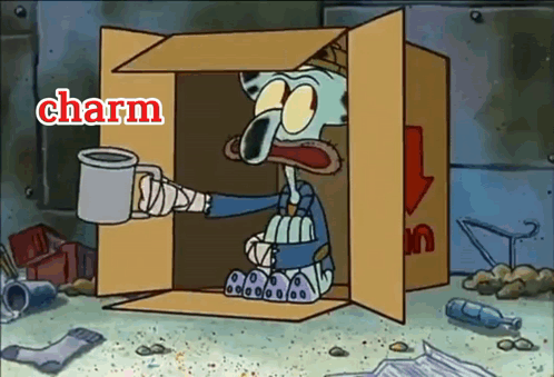 Squidward in Cardboard Box