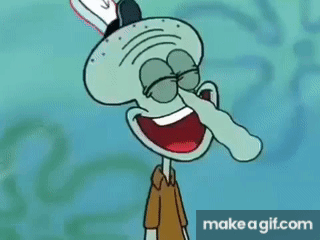 Squidward Laughing with Mouth Open
