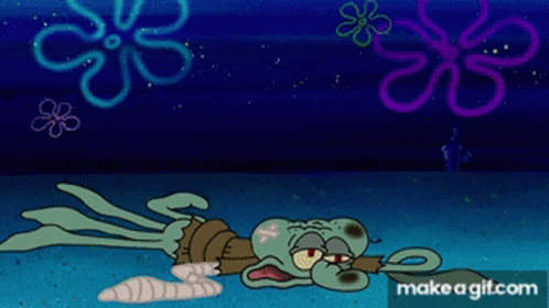 Squidward Laying on Ground