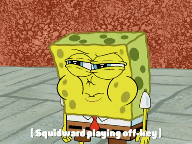 Squidward Playing Off-key Spongebob Crying GIF