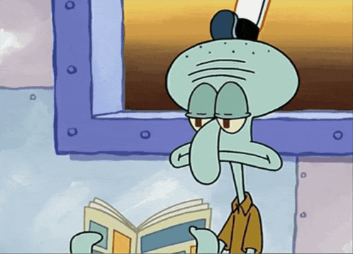 Squidward Reading Book Eyes Closed
