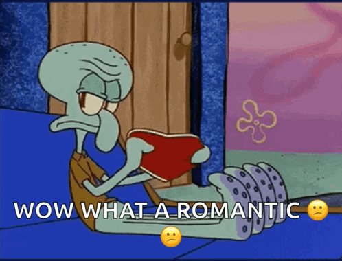 Squidward Reading Book Wow What A Romantic GIF
