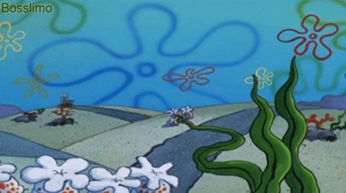 Squidward Riding a Bike on a Road