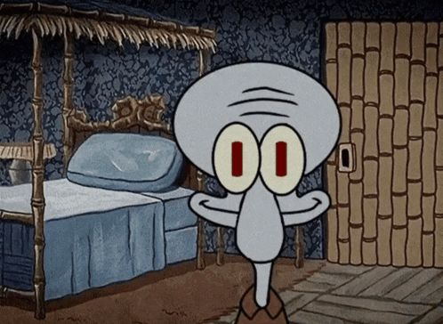 Squidward Spongebob Squarepants Standing by Bed