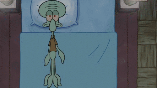 Squidward Squid Rolling Over The Bed GIF