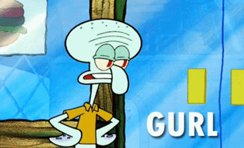 Squidward Standing in Front of Hamburger
