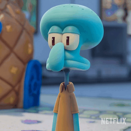 Squidward Standing in Front of SpongeBob House