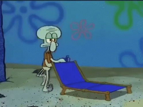 Squidward Standing With Blue Bag