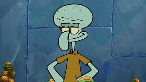 Squidward Surrounded by Hamburgers