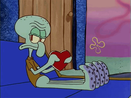 Squidward Tears Heart Paper Single Leg Deadlift GIF