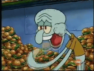Squidward Tentacles Eating Krabby Patties GIF