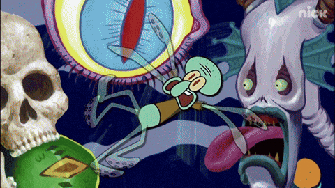 Squidward Tentacles Falling Featuring Scary Things GIF