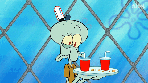 Squidward Tentacles Getting Splashed GIF