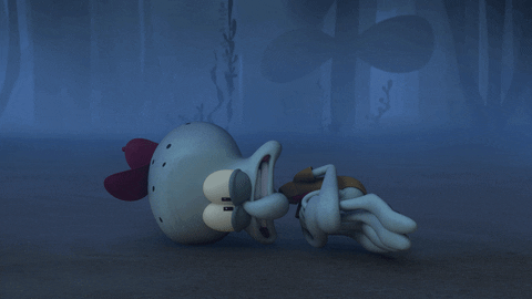 Squidward Tentacles Hugging Himself GIF