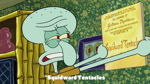 Squidward Tentacles Reading Gold Plated Plaque GIF