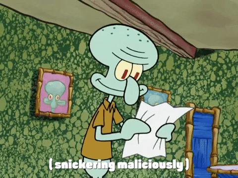 Squidward Tentacles Snickering GIF