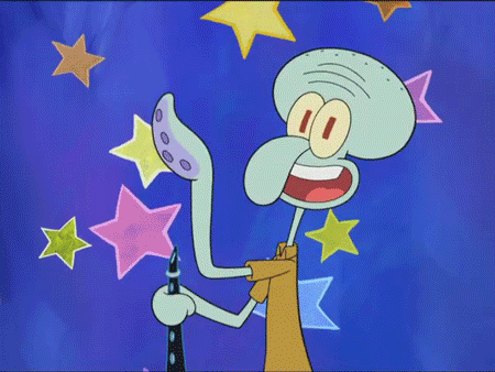 Squidward Tentacles Waving Featuring Stars GIF