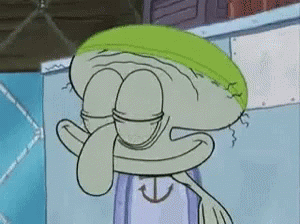 Squidward Wearing Green Hat Smiling