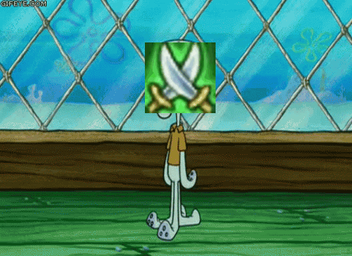 Squidward With Two Swords on Head