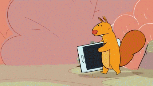 Squirrel and Green Duck Carrying Phone