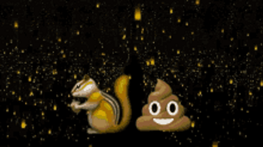 Squirrel And Poop Emoji With Shining Lights GIF