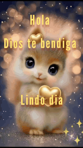 Squirrel Holding Heart With Hola Dios Te Bendiga Lindo Dia