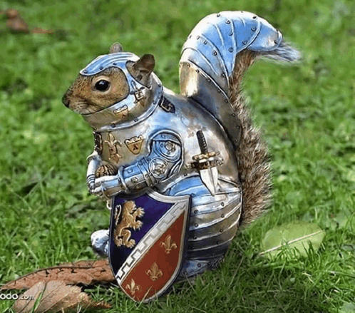 Squirrel in Armor Holding Sword