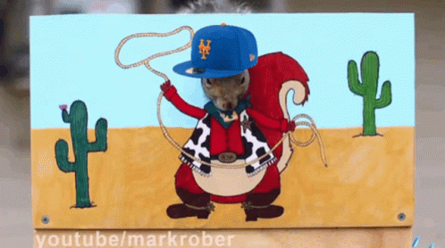 Squirrel Wearing New York Mets Baseball Cap