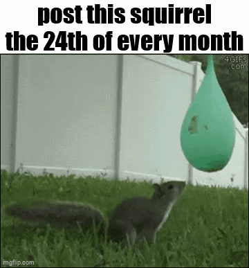 Squirrel with Green Balloon on Fence