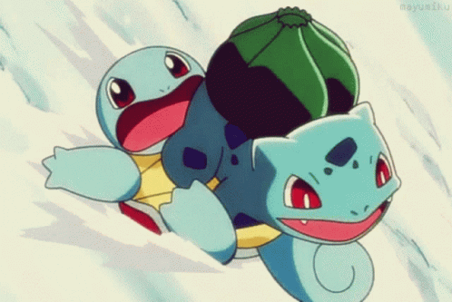 Squirtle And Bulbasaur Nayuniku GIF
