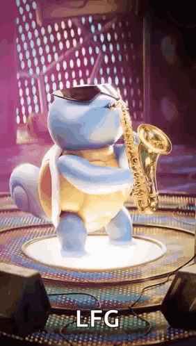 Squirtle Playing Saxophone with LFG