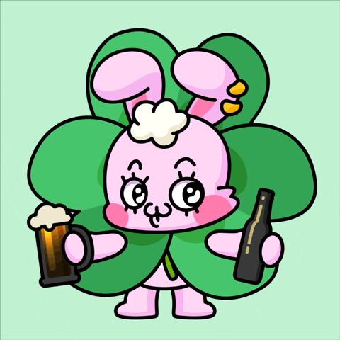 St Patricks Day Birthday Bunny Girl Holding Beer GIF