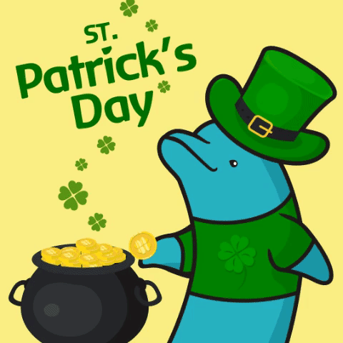St Patricks Day Birthday Dolphin Greeting Card GIF
